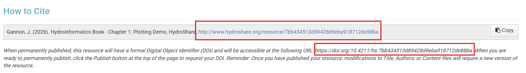 HydroShare Citation
